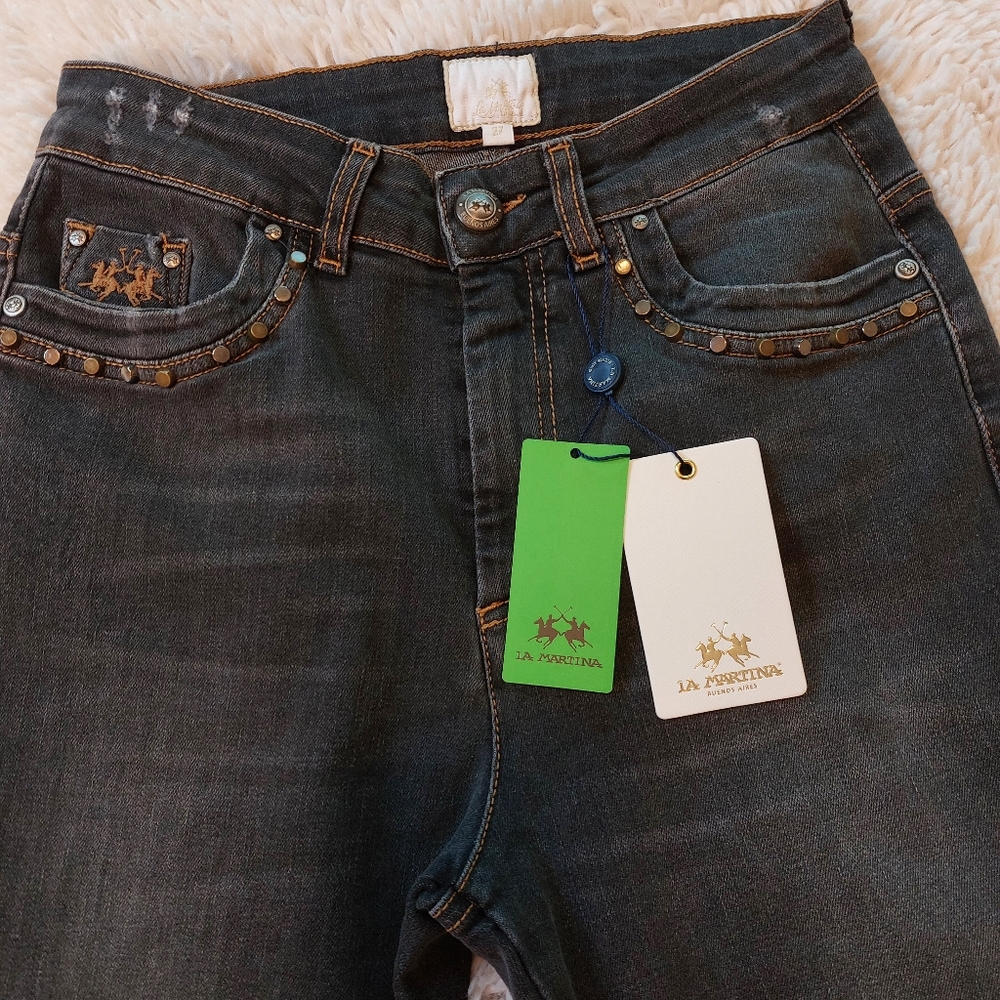 LA MARTINA •Women 27•  Stretch Straight Fit Jeans Black Denim trouser